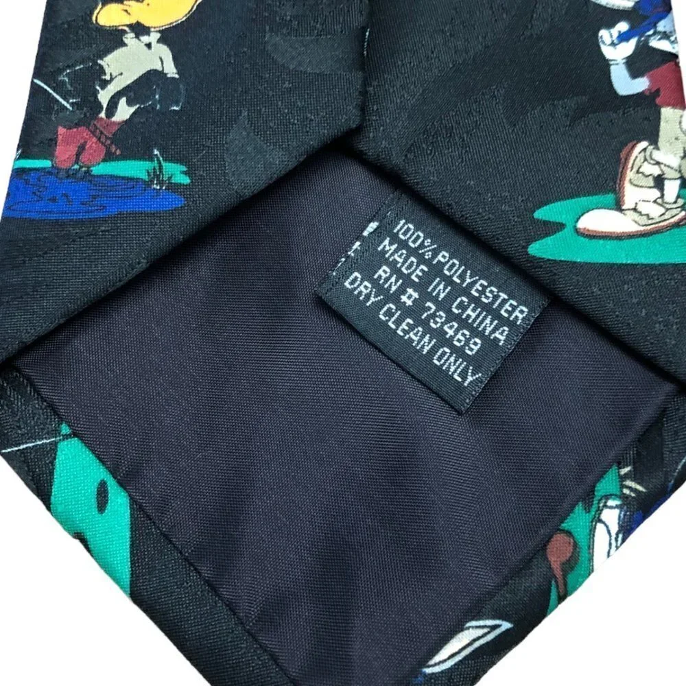 Looney Tunes Mania Vintage '90s Golf Necktie Many Characters Tie Golfing EUC